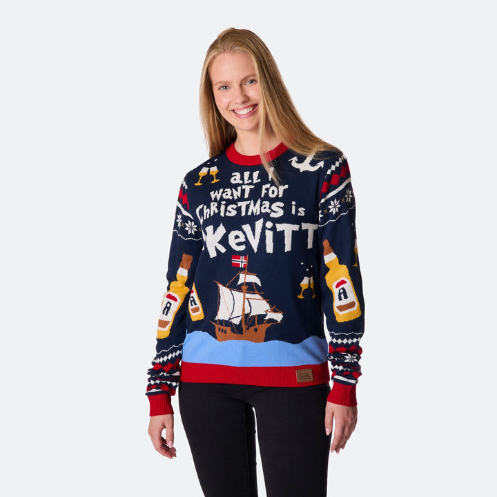 Pull de Noël femme "All I Want for Christmas is Aquavit"