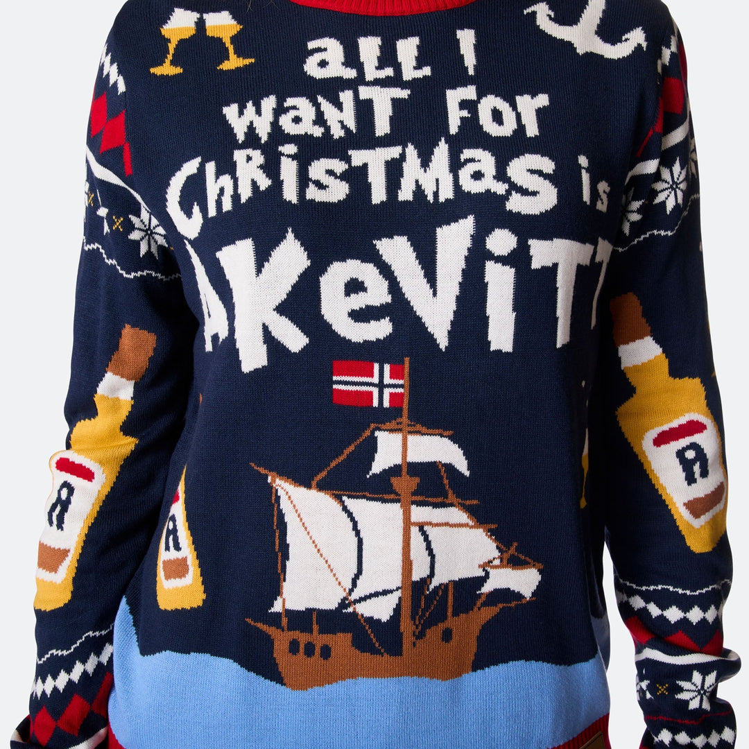 Pull de Noël homme "All I Want for Christmas is Aquavit"