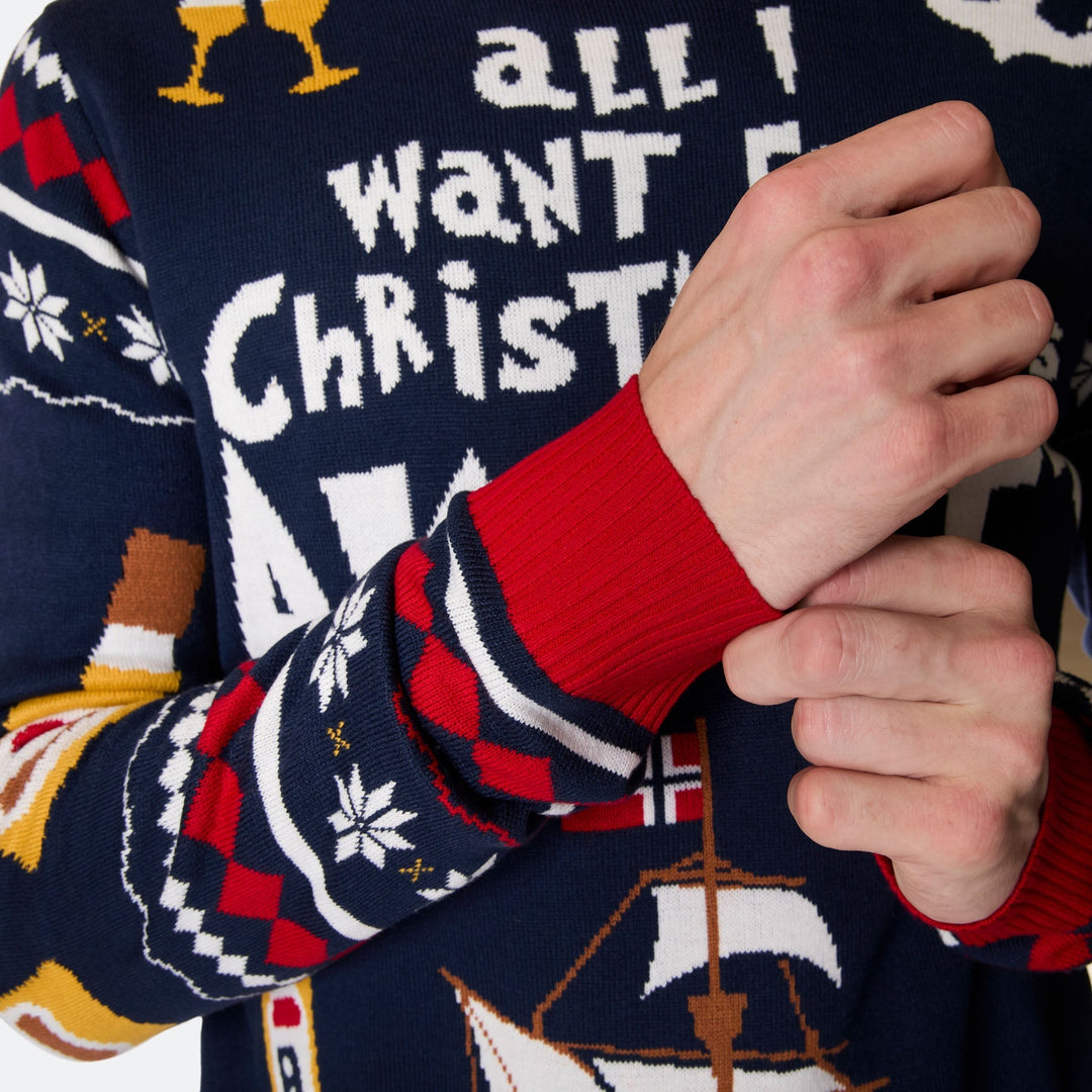 Pull de Noël homme "All I Want for Christmas is Aquavit"