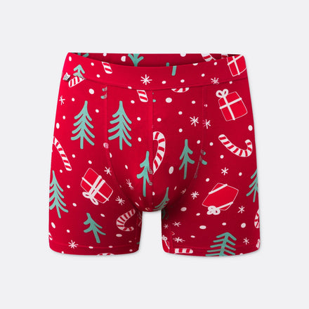 Boxer de Noël - rouge à motifs