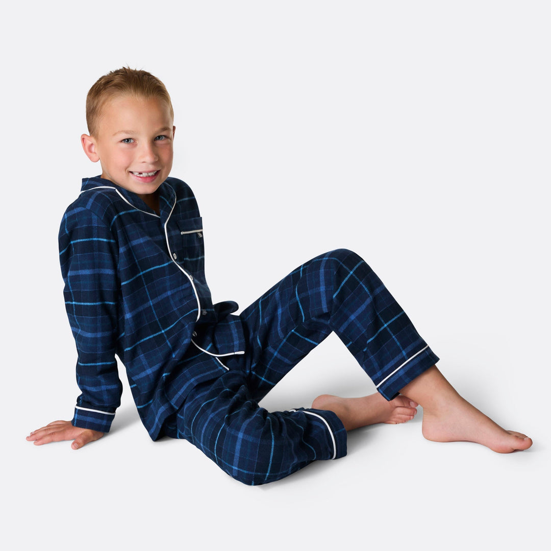 Pyjama de Noël enfant en flanelle - bleu