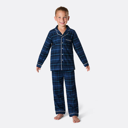 Pyjama de Noël enfant en flanelle - bleu