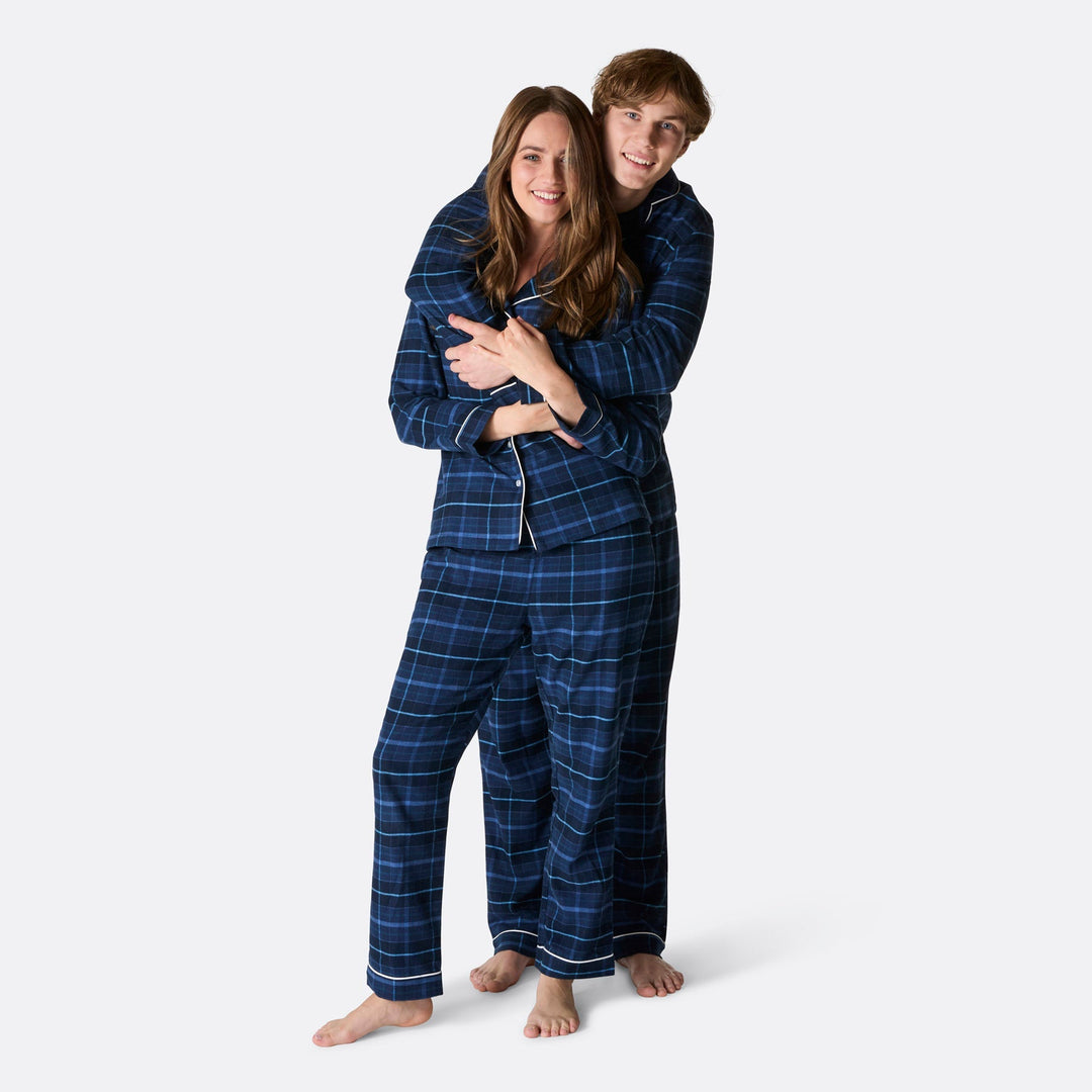 Pyjama de Noël matchy-matchy en flanelle - bleu