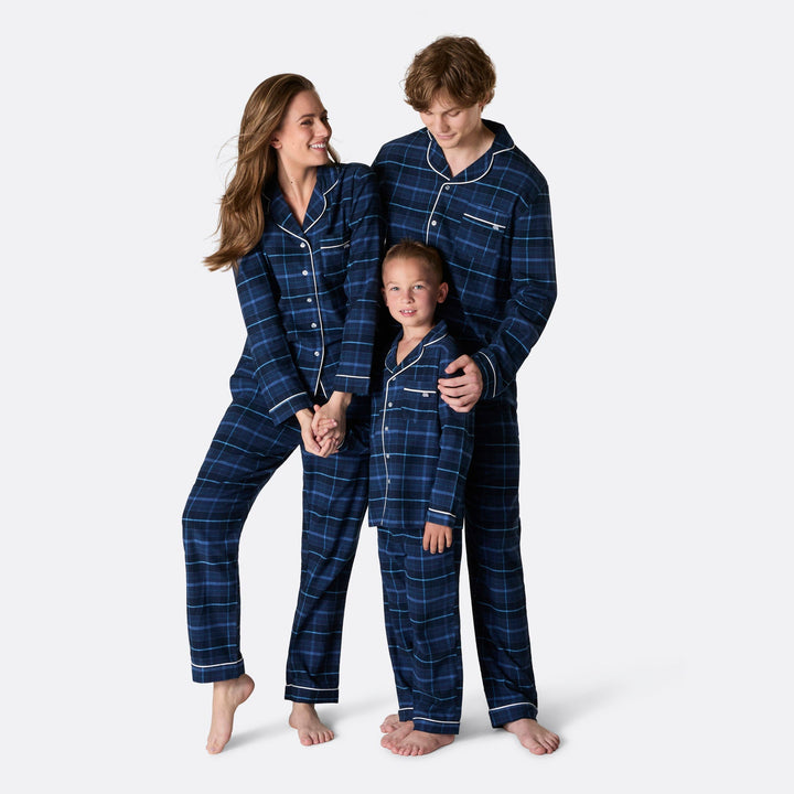 Pyjama de Noël femme en flanelle - bleu