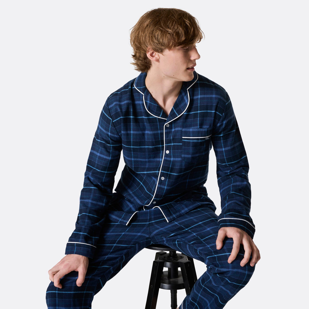 Pyjama de Noël matchy-matchy en flanelle - bleu
