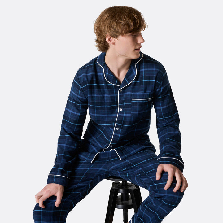 Pyjama de Noël matchy-matchy en flanelle - bleu