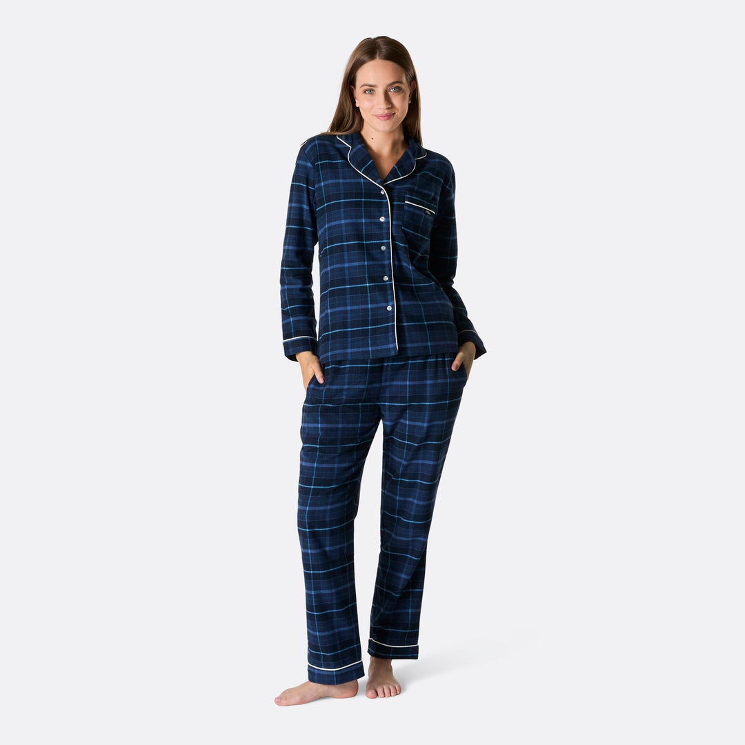Pyjama de Noël femme en flanelle - bleu
