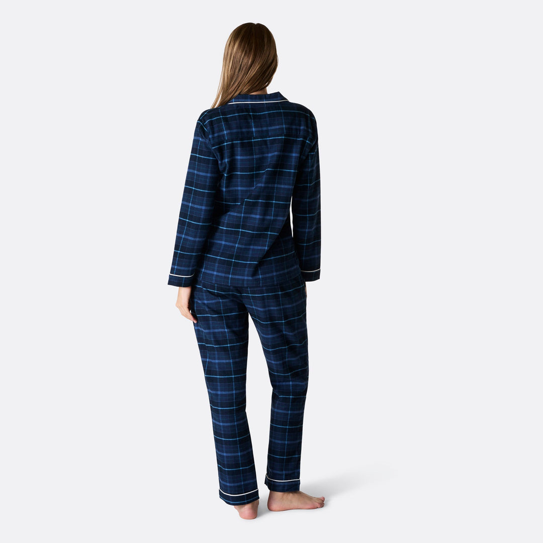 Pyjama de Noël femme en flanelle - bleu
