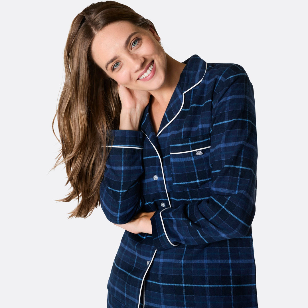 Pyjama de Noël femme en flanelle - bleu