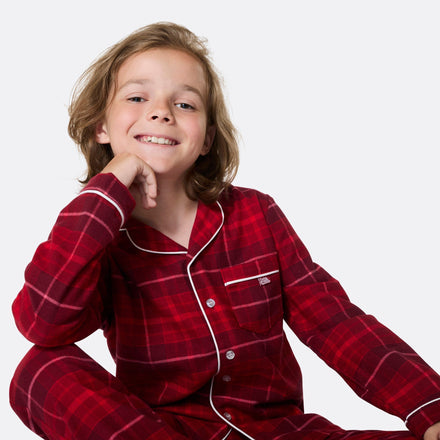 Pyjama de Noël enfant en flanelle - rouge