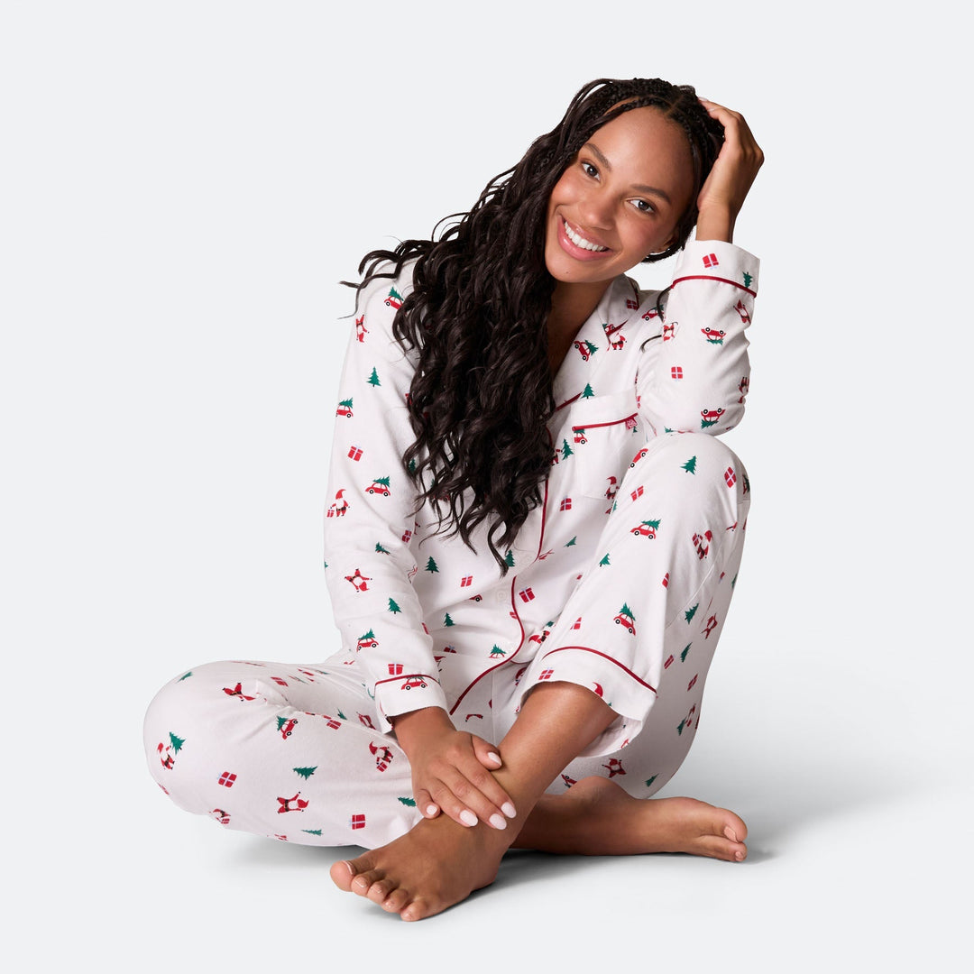 Pyjama de Noël femme en flanelle Gui