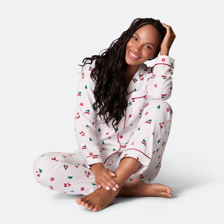 Pyjama de Noël femme en flanelle Gui