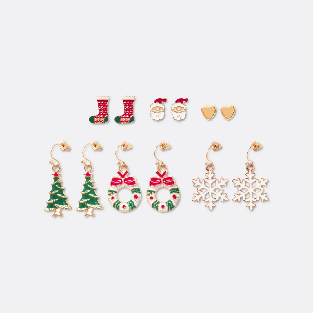 Pack de 6 paires de boucles d'oreilles de Noël