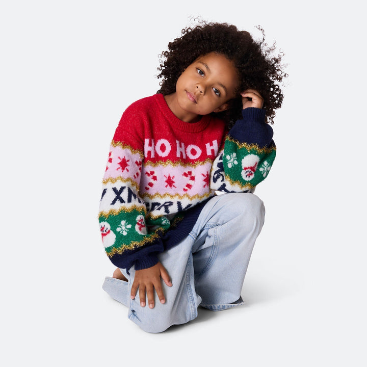 Pull de Noël matchy-matchy oversize à rayures