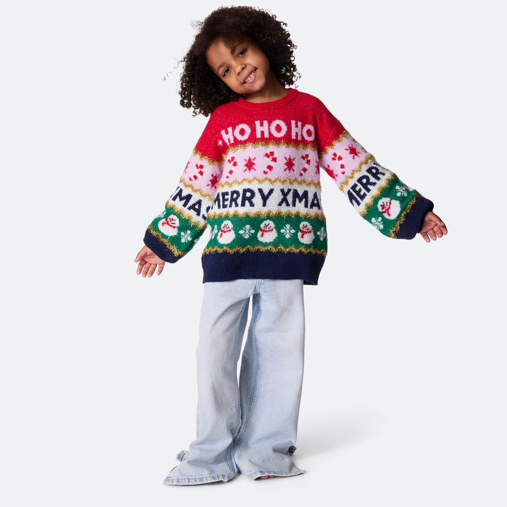 Pull de Noël matchy-matchy oversize à rayures