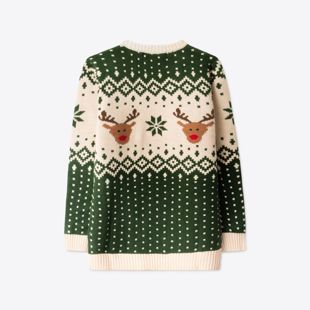 Pull de Noël enfant Renne rétro - vert