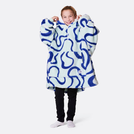 HappyHoodie enfant en Teddy - bleu à motif ondulé