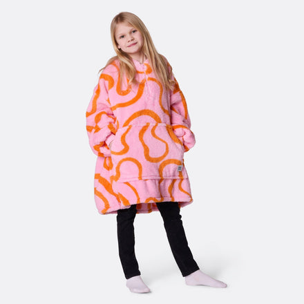 HappyHoodie enfant en Teddy - rose à motif ondulé