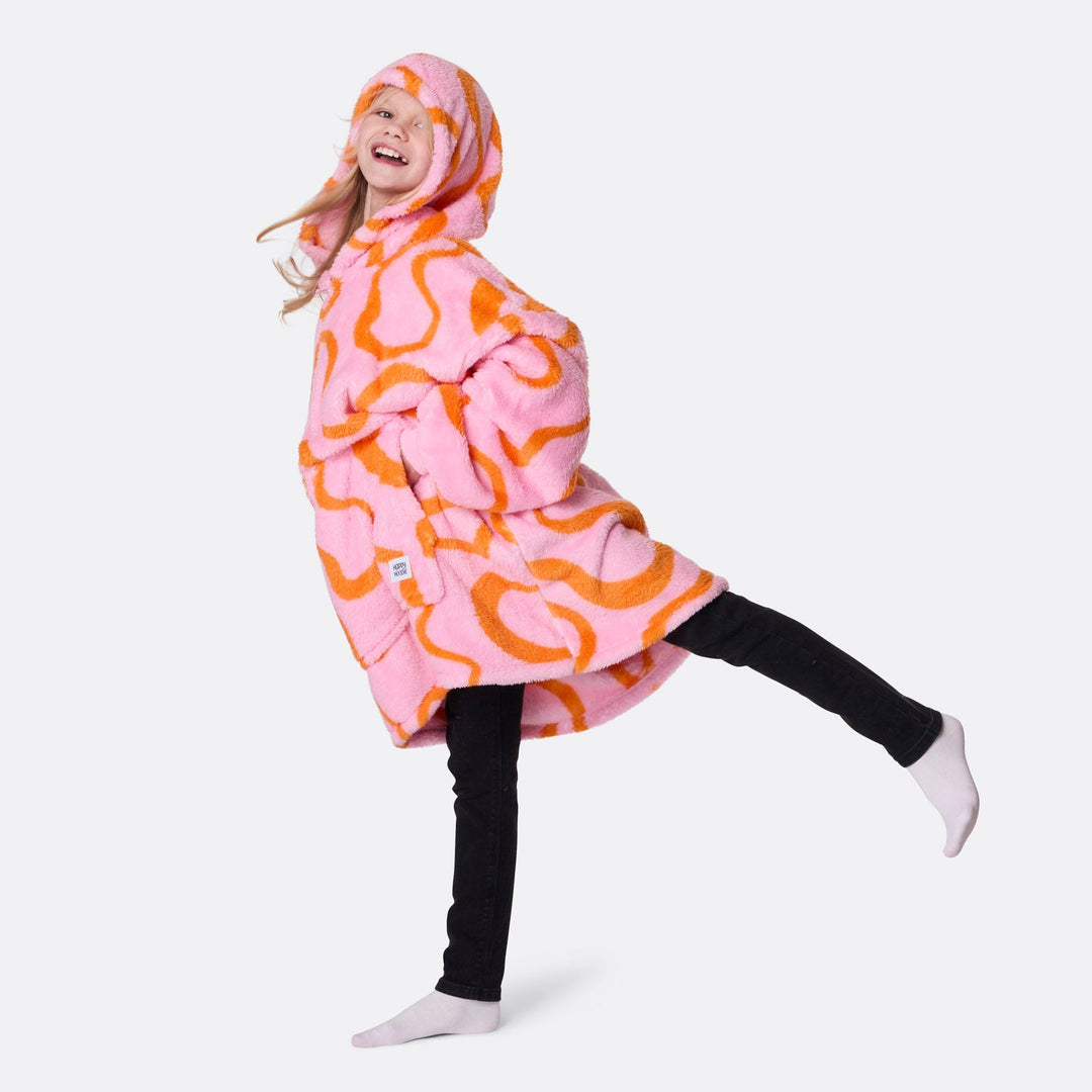 HappyHoodie enfant en Teddy - rose à motif ondulé