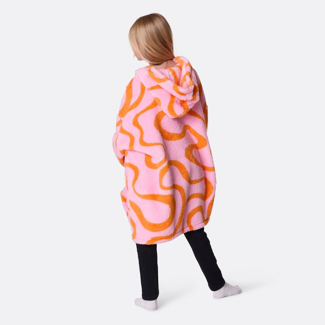 HappyHoodie enfant en Teddy - rose à motif ondulé