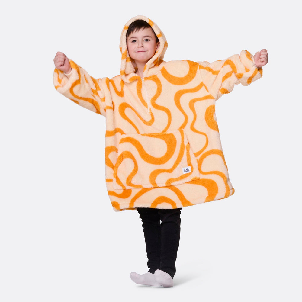 HappyHoodie enfant en Teddy - jaune à motif ondulé