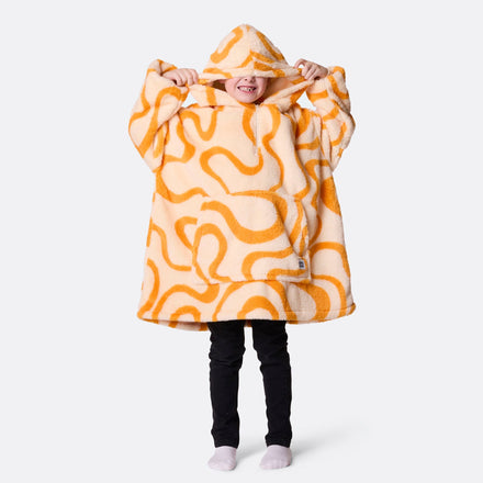 HappyHoodie enfant en Teddy - jaune à motif ondulé