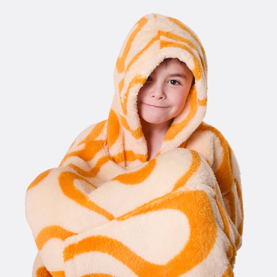 HappyHoodie enfant en Teddy - jaune à motif ondulé