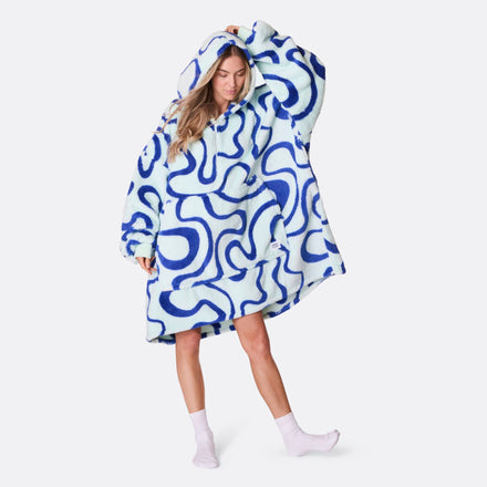 HappyHoodie en Teddy - bleu à motif ondulé