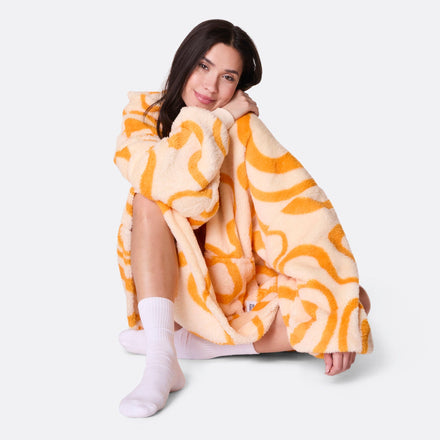 HappyHoodie en Teddy - jaune à motif ondulé