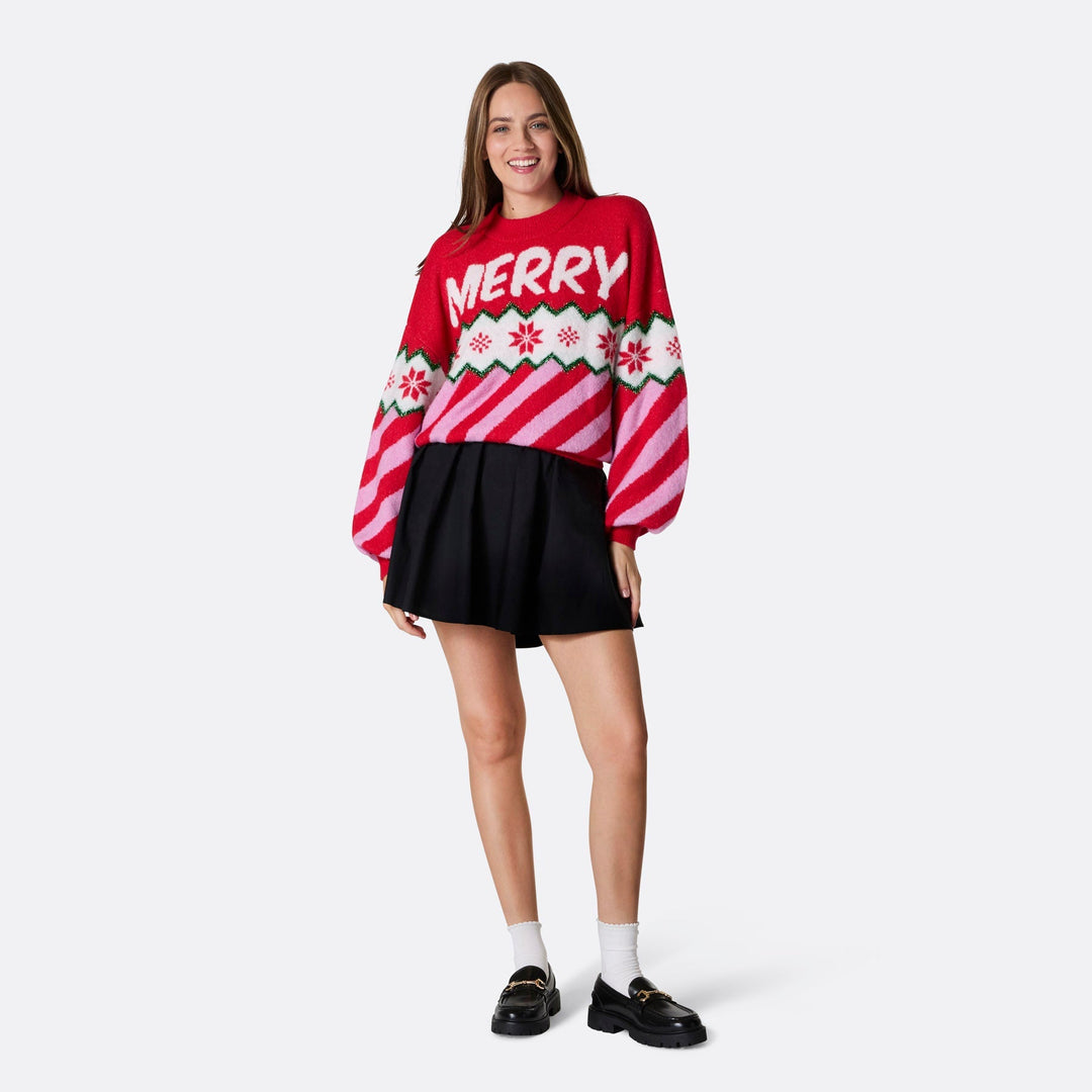Pull de Noël oversize femme "Merry Xmas"