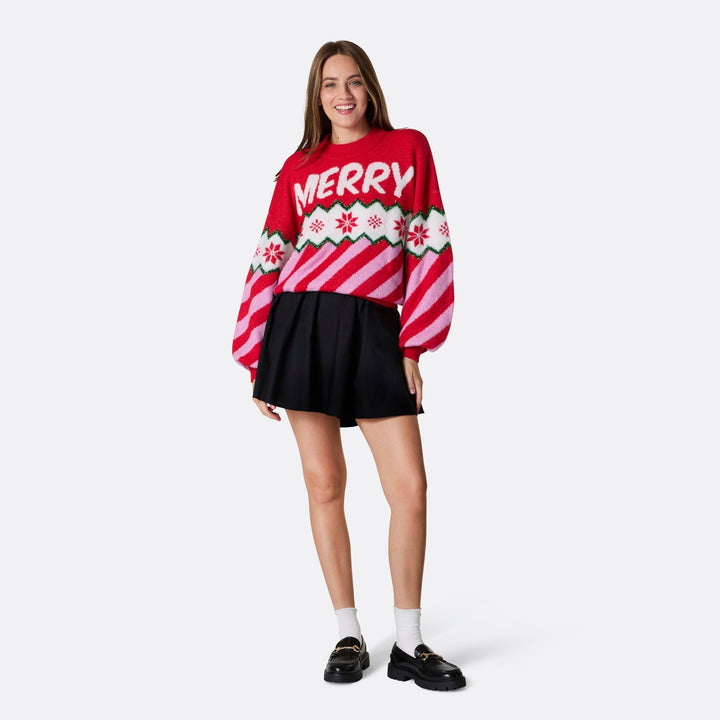 Pull de Noël oversize femme "Merry Xmas"