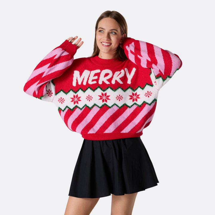 Pull de Noël oversize femme "Merry Xmas"
