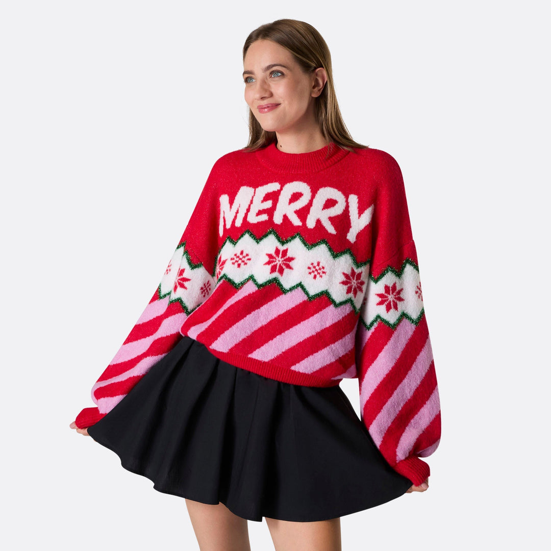 Pull de Noël oversize femme "Merry Xmas"