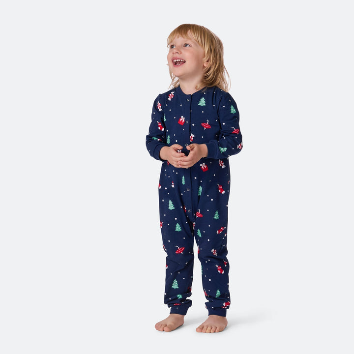 Pyjama de Noël matchy-matchy - bleu à motifs festifs