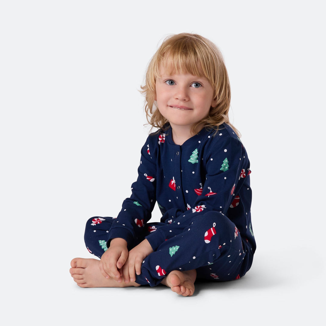Pyjama de Noël matchy-matchy - bleu à motifs festifs