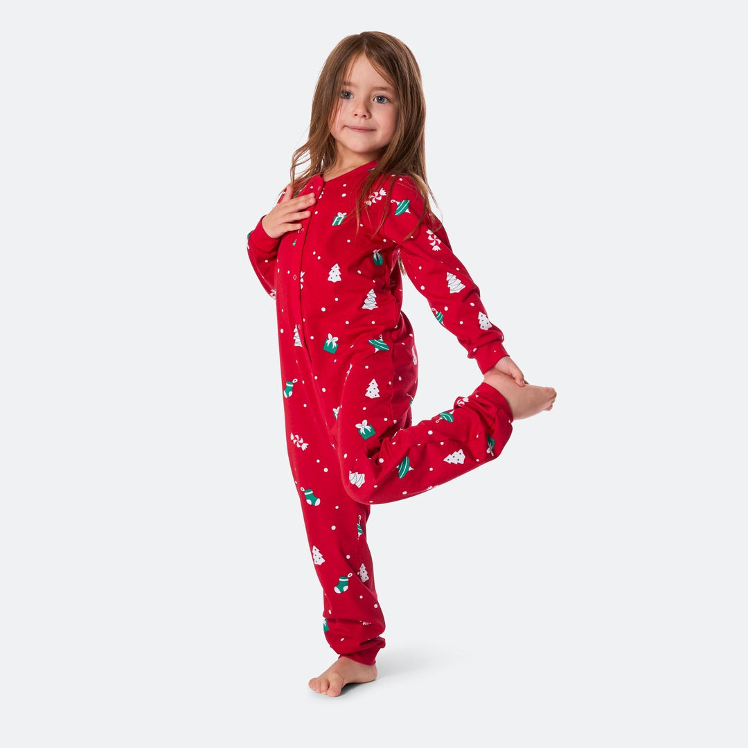 Pyjama de Noël matchy-matchy - rouge à motifs festifs