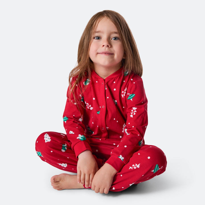 Pyjama de Noël matchy-matchy - rouge à motifs festifs