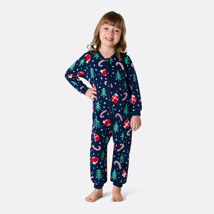Pyjama motifs de Noël matchy-matchy - bleu