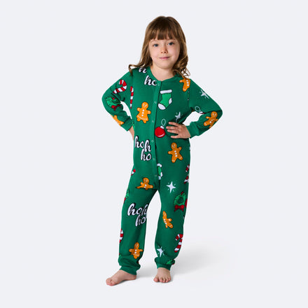 Combinaison pyjama de Noël enfant Hohoho - vert