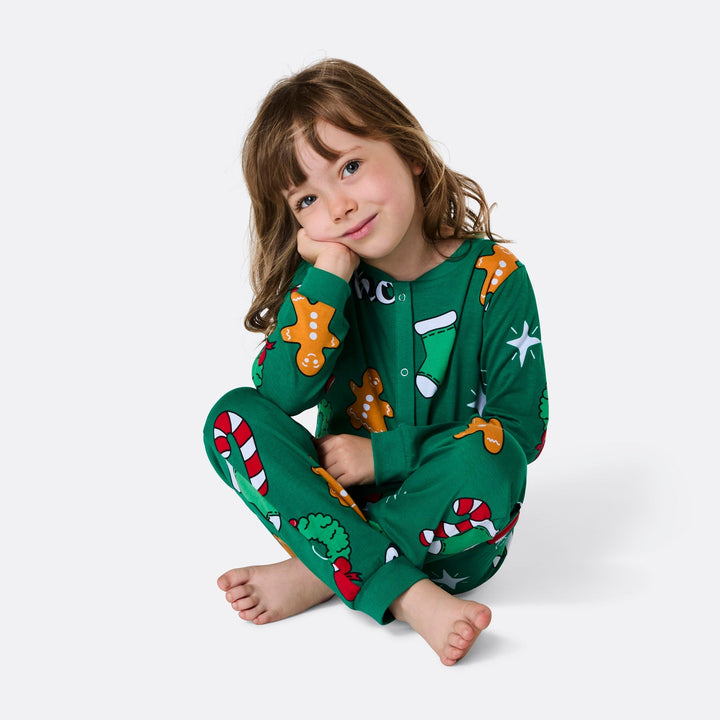 Combinaison pyjama de Noël enfant Hohoho - vert