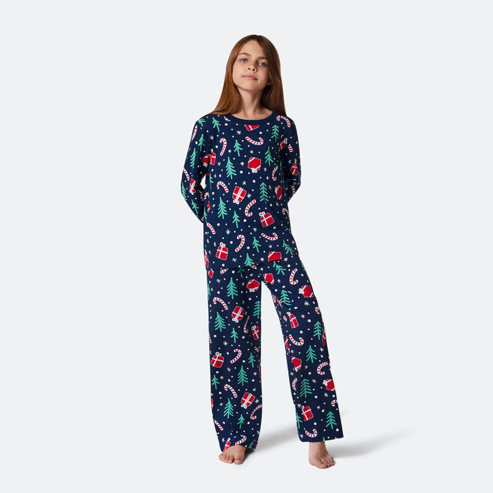 Pyjama motifs de Noël matchy-matchy - bleu