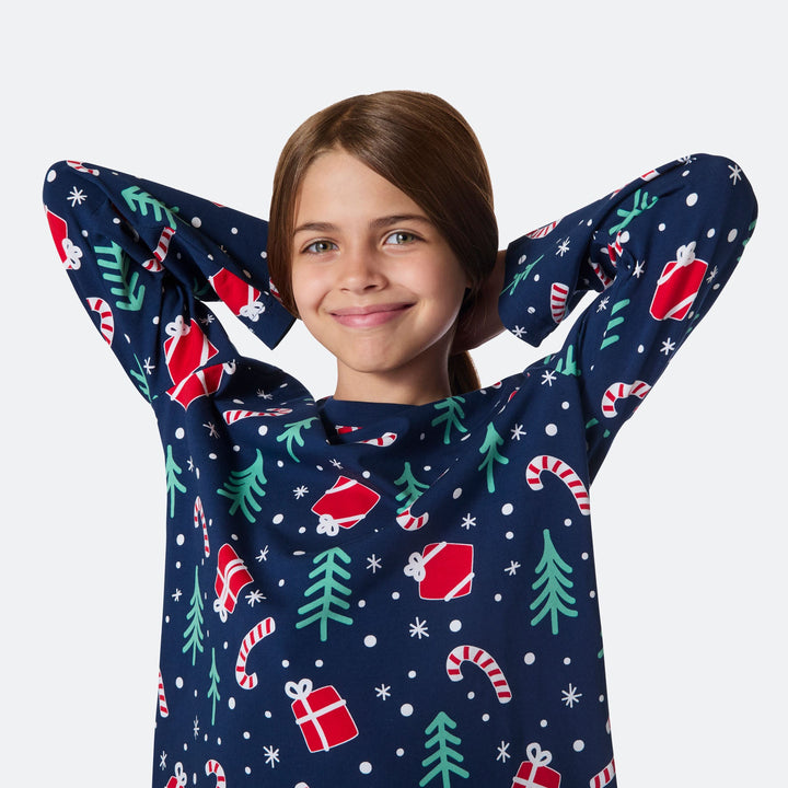 Pyjama motifs de Noël matchy-matchy - bleu