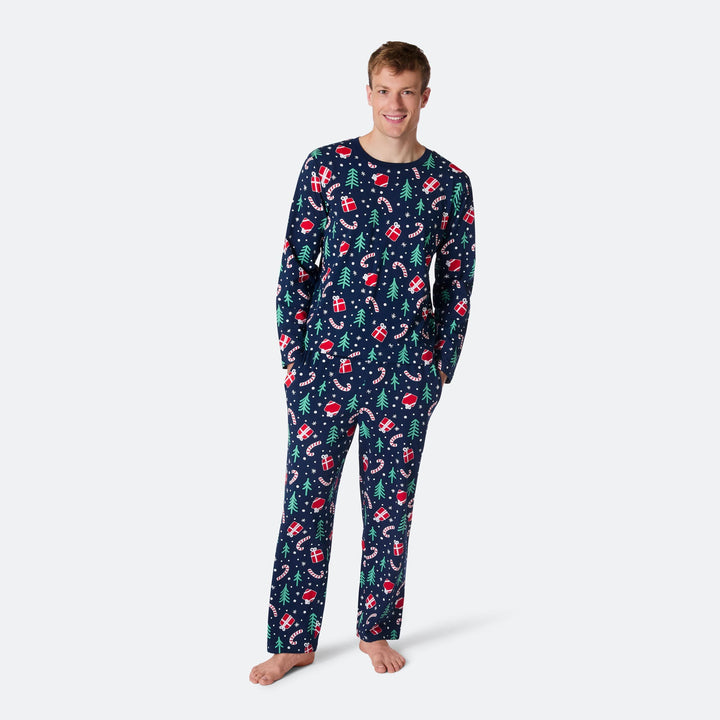 Pyjama motifs de Noël matchy-matchy - bleu