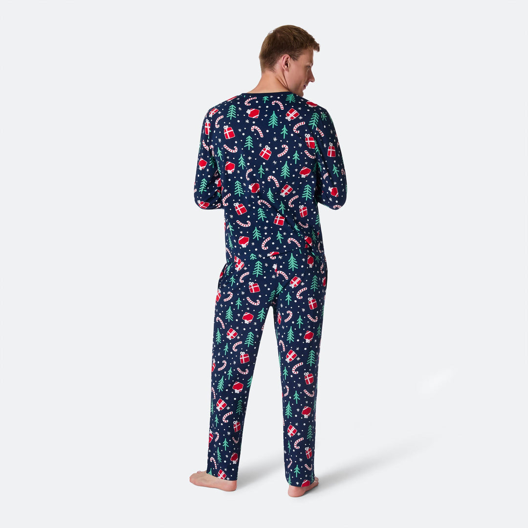 Pyjama motifs de Noël matchy-matchy - bleu