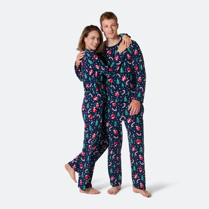 Pyjama motifs de Noël matchy-matchy - bleu