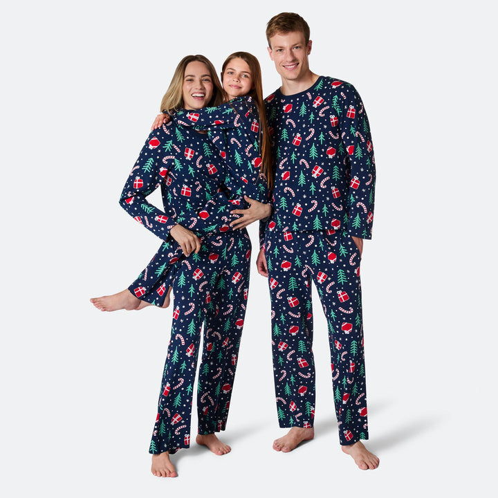 Pyjama motifs de Noël matchy-matchy - bleu