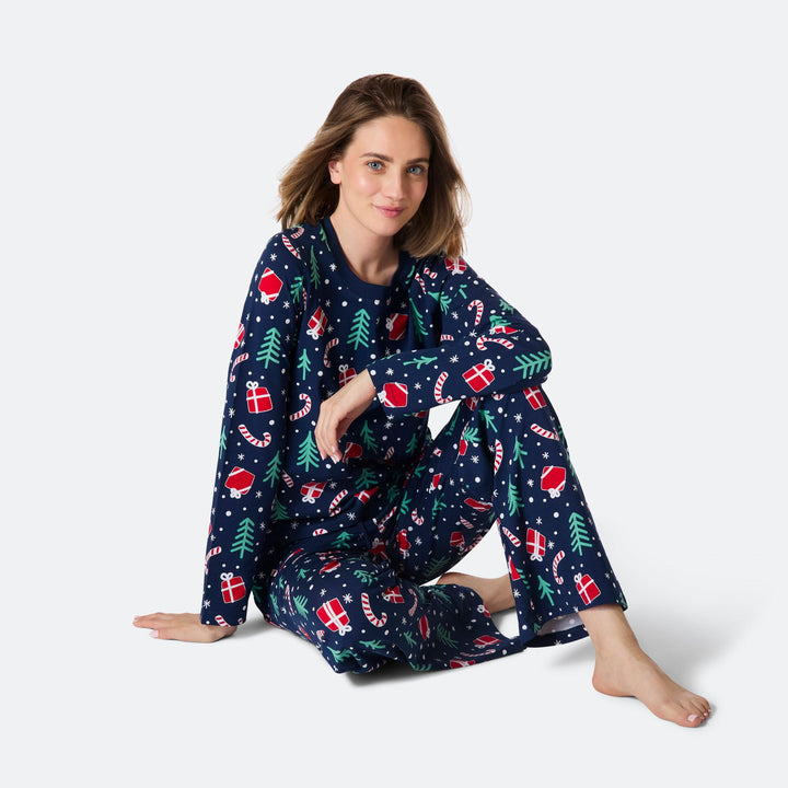 Pyjama motifs de Noël matchy-matchy - bleu