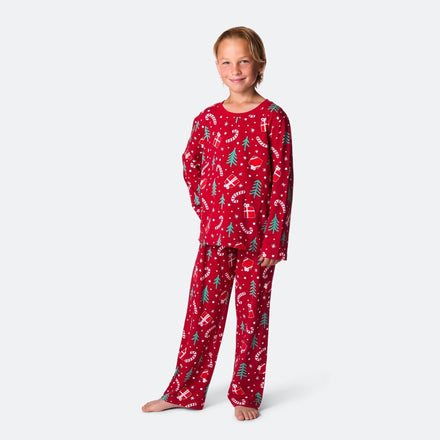 Pyjama de Noël enfant - rouge à motifs