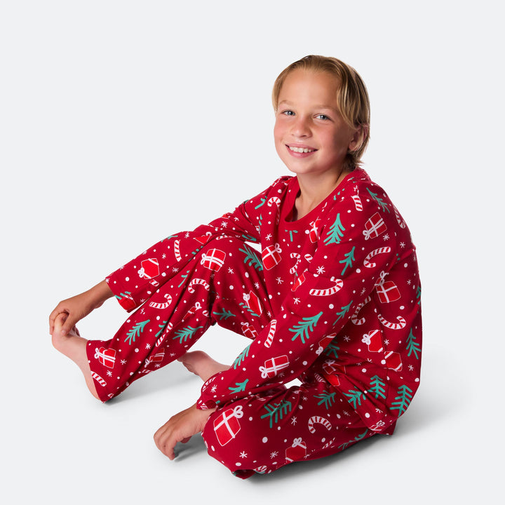 Pyjama motifs de Noël matchy-matchy - rouge