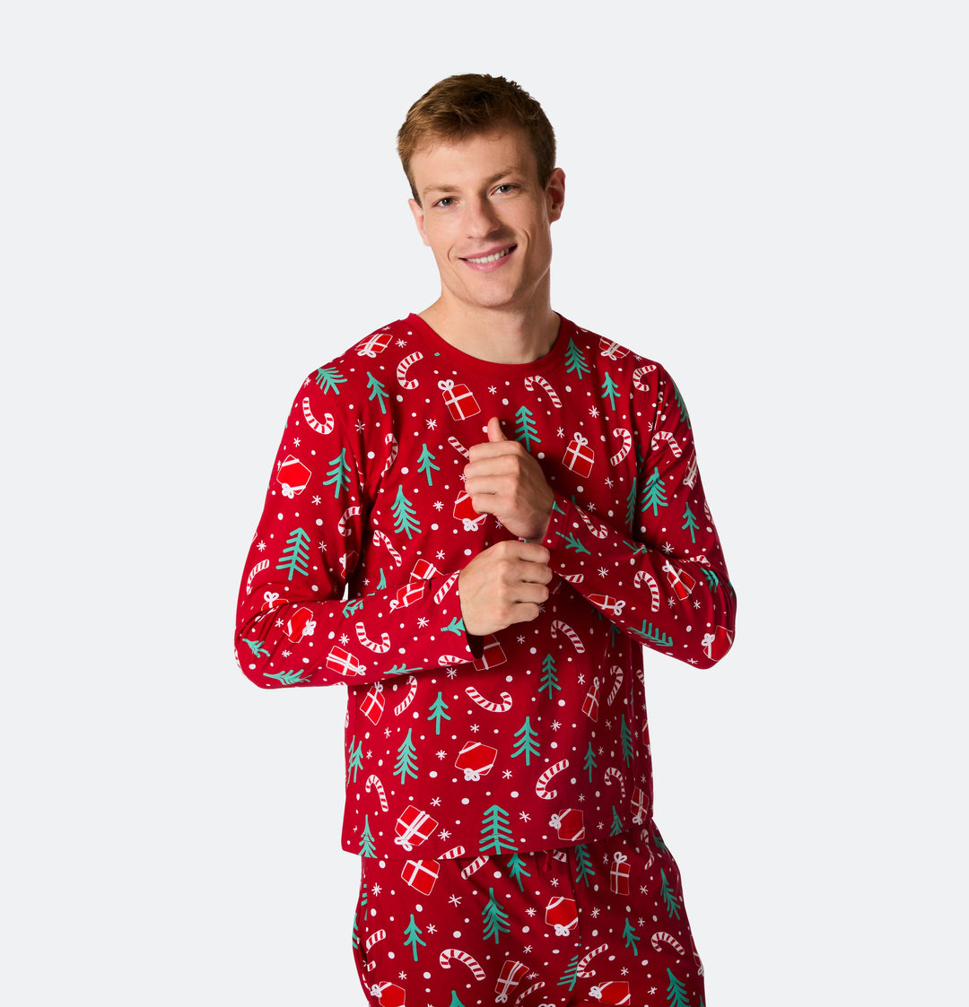 Pyjama motifs de Noël matchy-matchy - rouge
